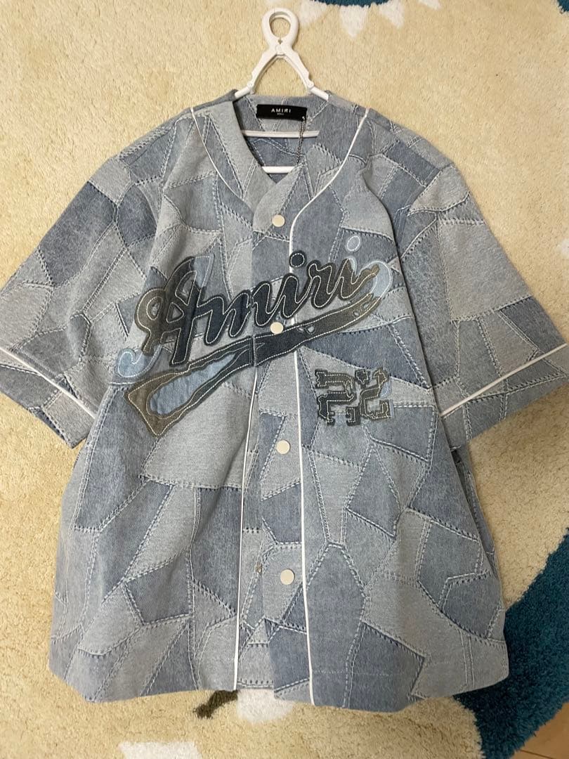 amiri アミリ パッチワーク デニム ベースボールシャツ - メルカリ