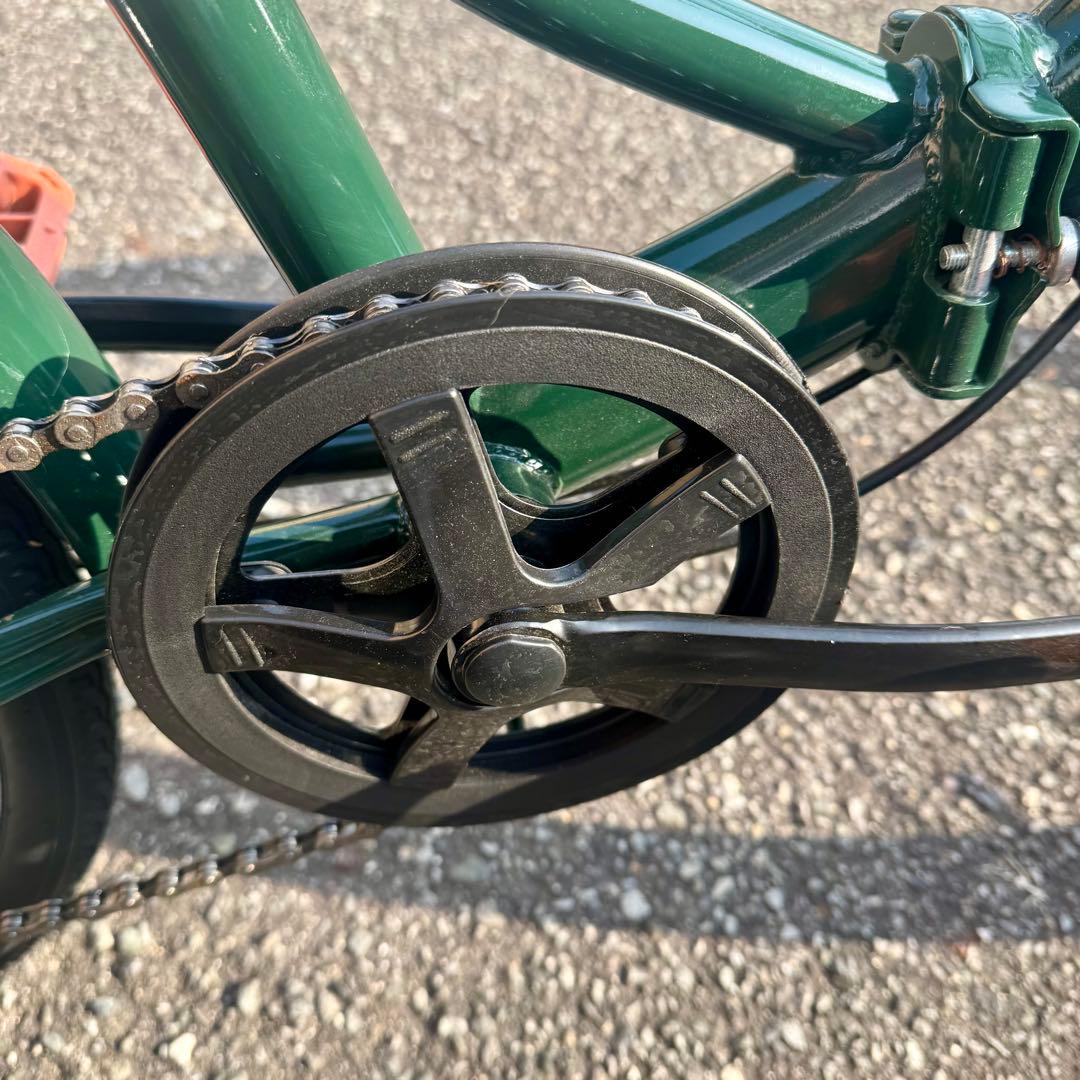 前カゴ付き 折りたたみ自転車 20インチ グリーン シマノ製ギア搭載