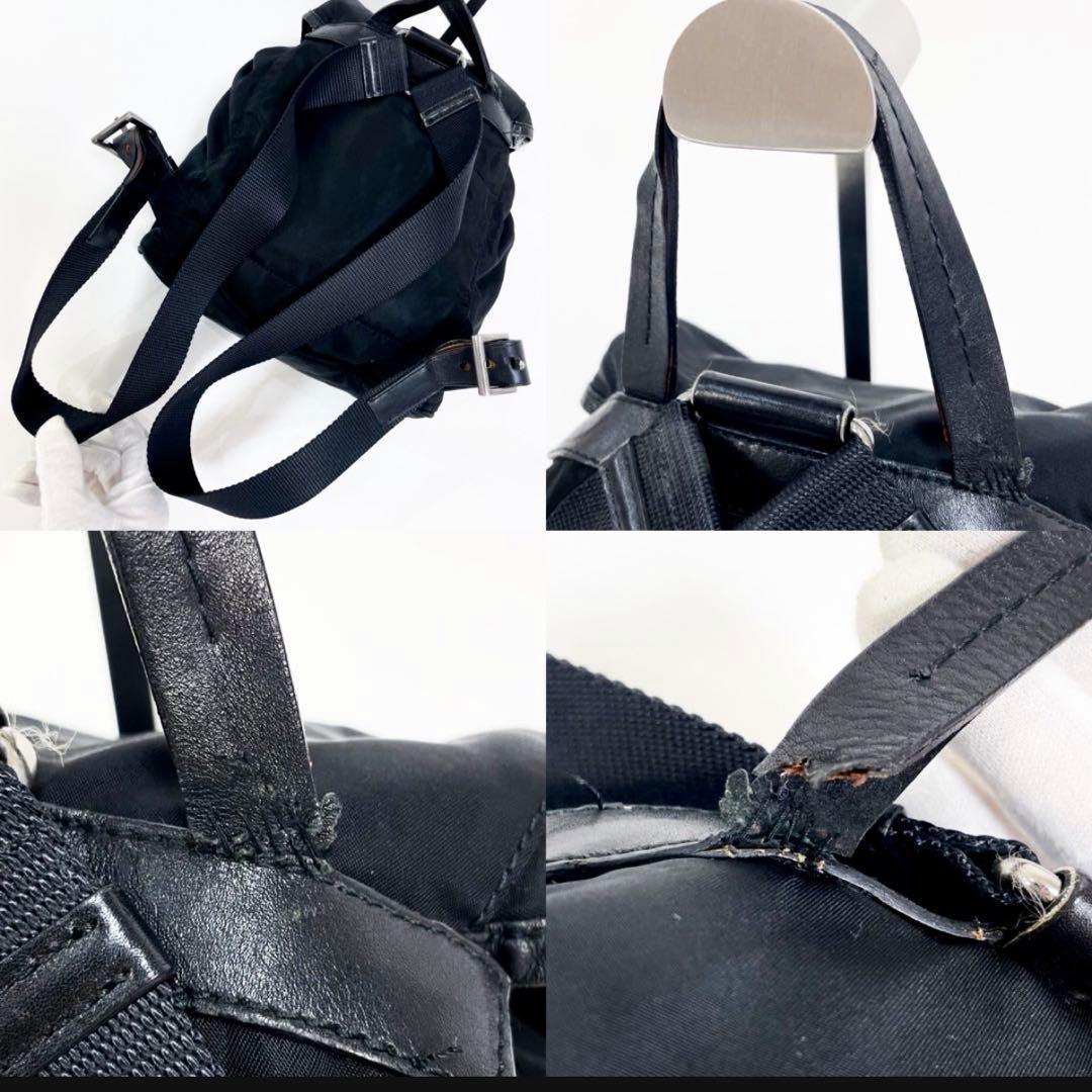 【正規品】PRADA プラダ リュック 三角ロゴ ナイロン×レザー 黒 男女兼用