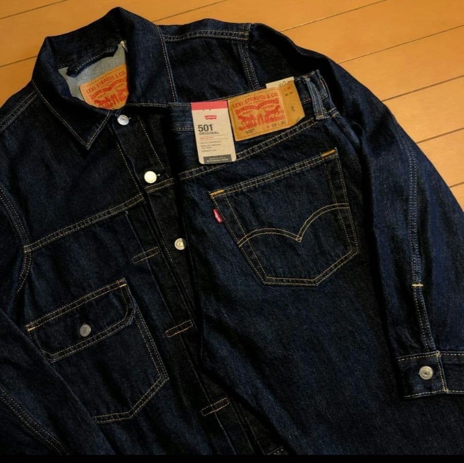 リーバイス 2ND トラッカーJKT M 501 セットアップ 濃紺 W33