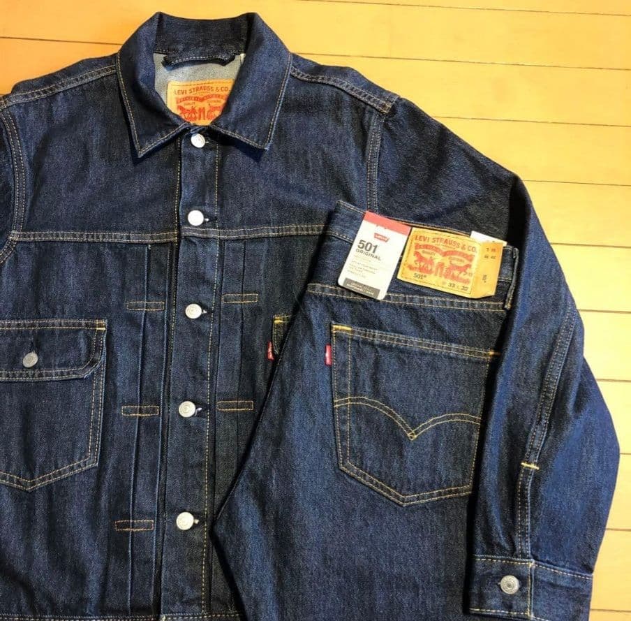 リーバイス 2ND トラッカーJKT M 501 セットアップ 濃紺 W33