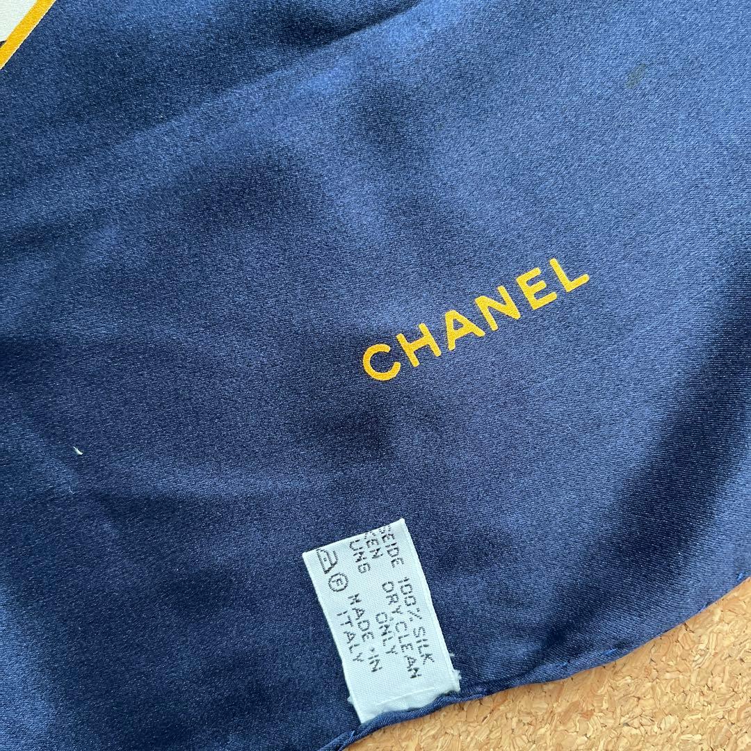 CHANEL シルクバンダナ ネイビー(説明確認下さい)