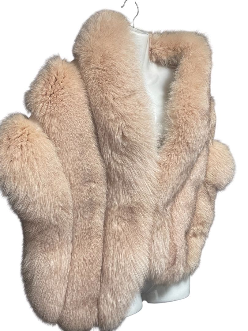 ミンクファーボレロケープ毛皮ストール/ベージュファー/ショール