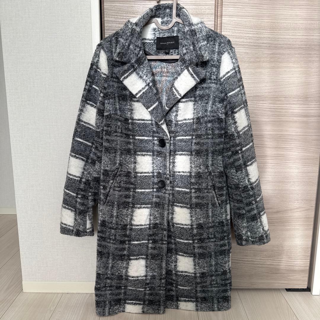 BANANA REPUBLIC】チェック柄コート - メルカリ