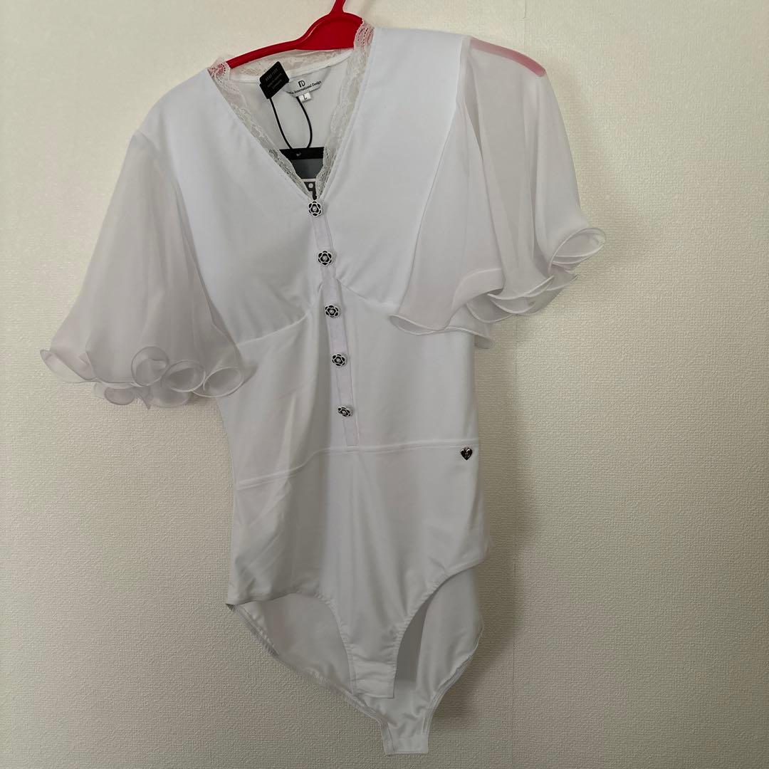 社交ダンスドレス トップス レオタード 新品 フリル袖