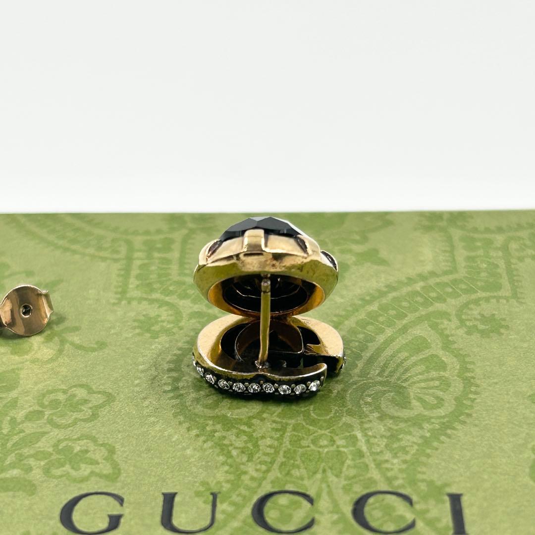 美品✨　グッチ　ピアス　マーモント ラインストーン クリスタル GG ゴールド