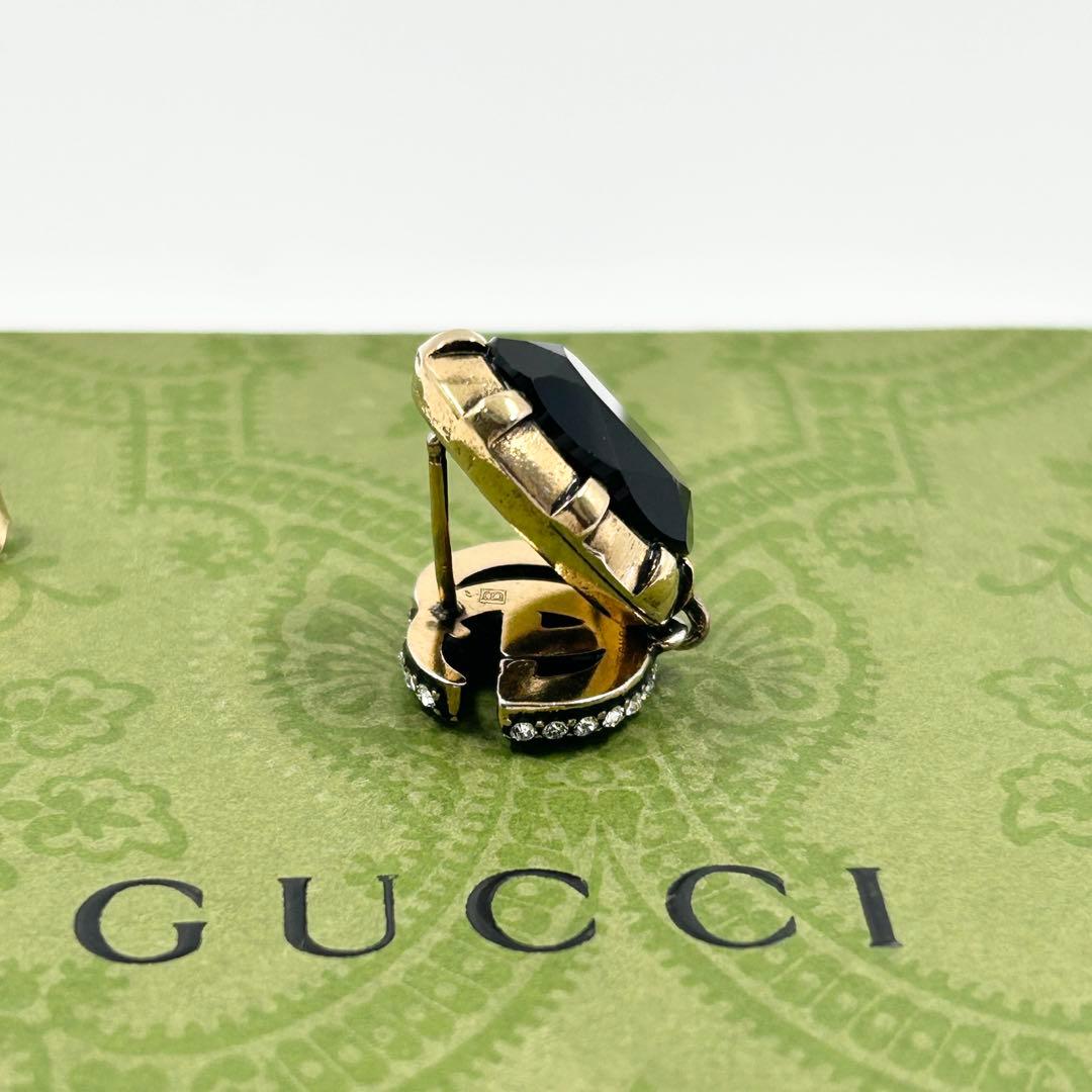 美品✨　グッチ　ピアス　マーモント ラインストーン クリスタル GG ゴールド