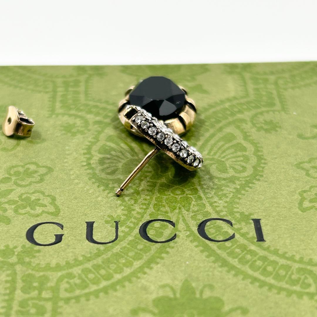 美品✨　グッチ　ピアス　マーモント ラインストーン クリスタル GG ゴールド