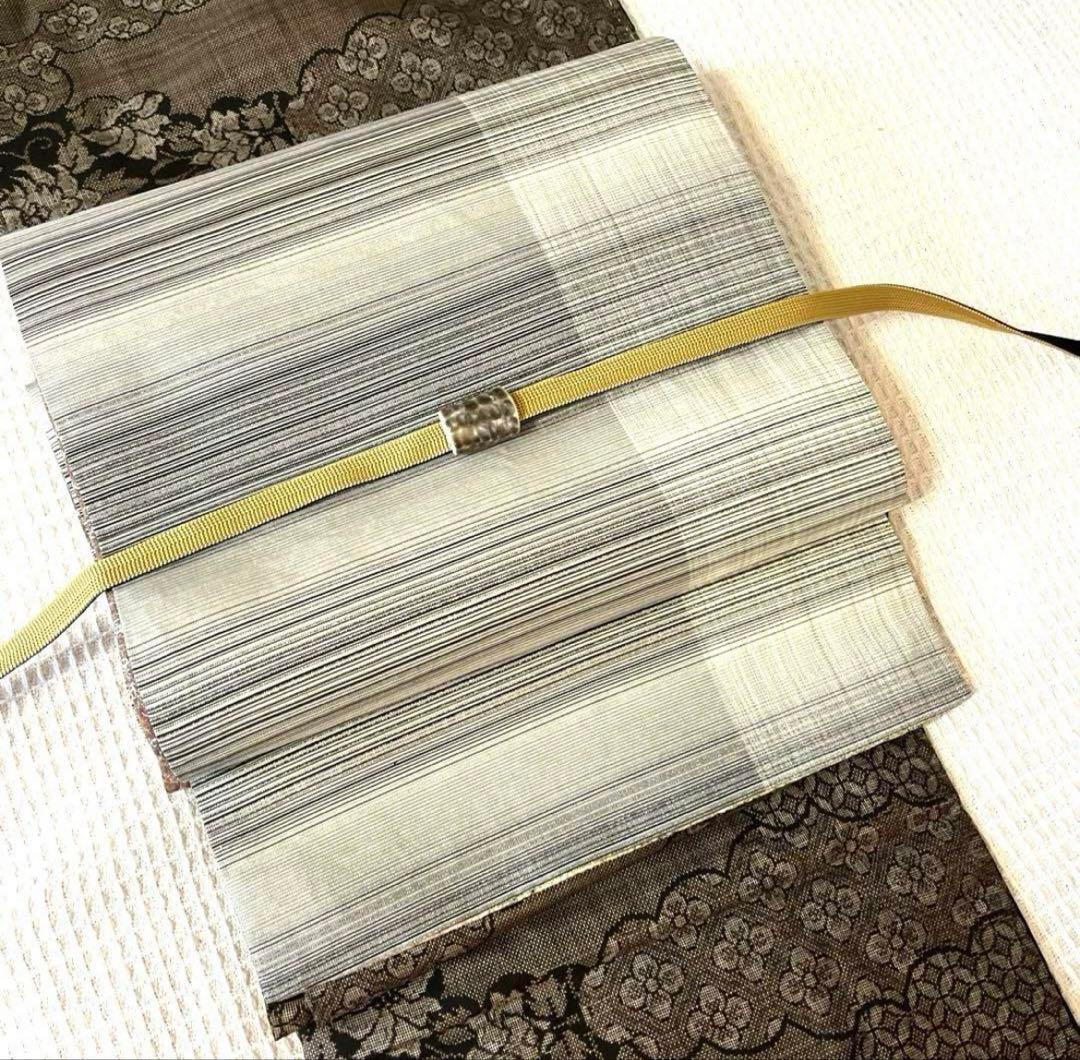 本場奄美大島紬 古代染泥染 雲取り 焦げ茶ブラック 証紙有り しつけ付き