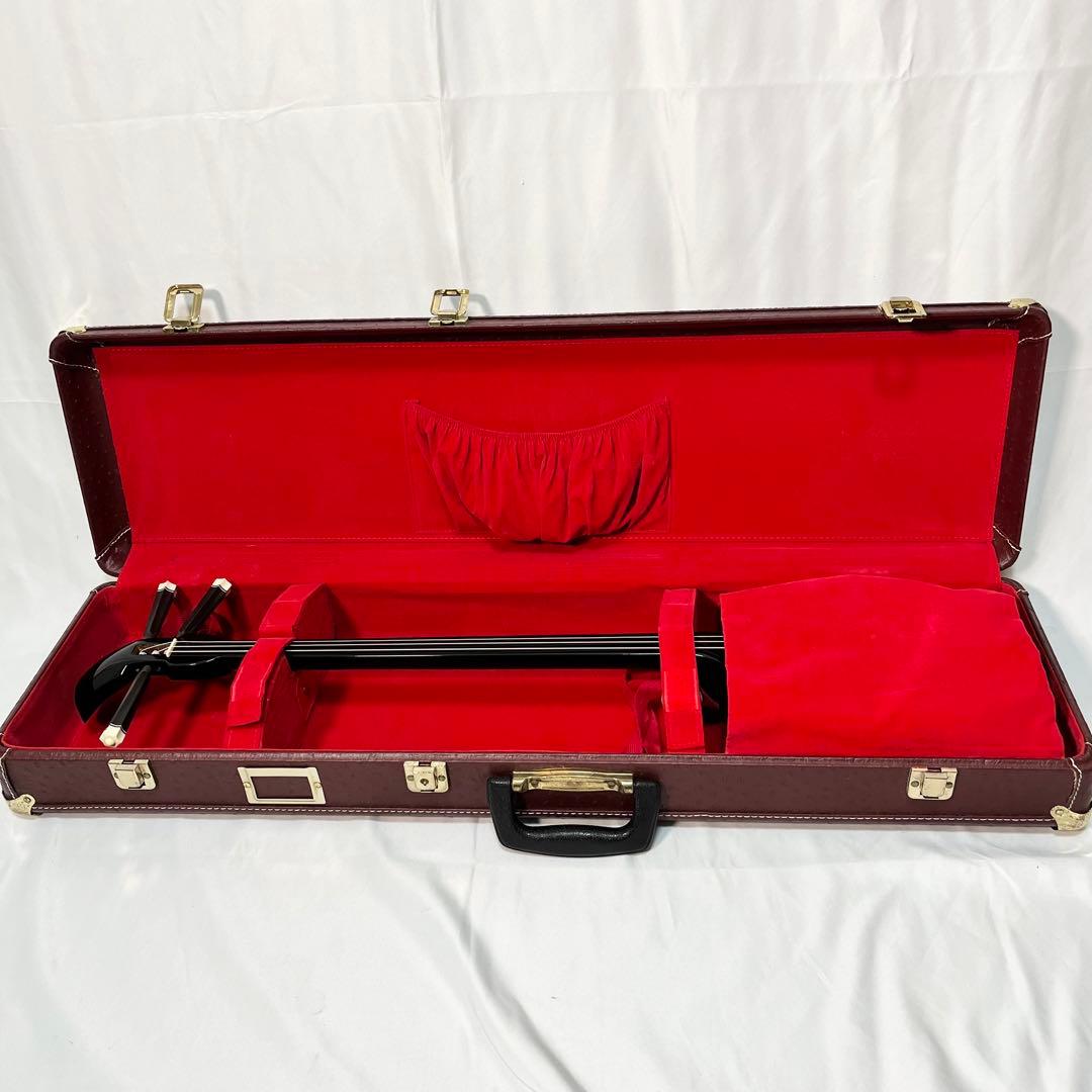 沖縄三線 蛇皮 本革 民謡楽器 民謡 和楽器 三線 ケース付