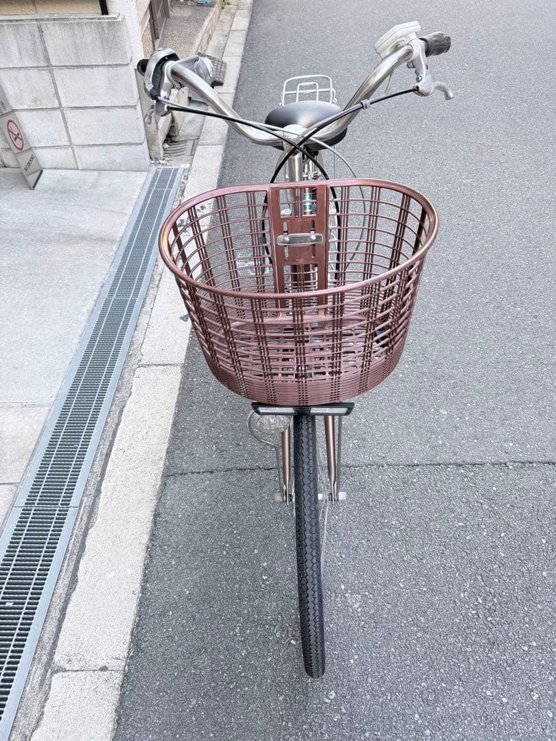 大阪府　パナソニック　電動アシスト自転車 ブラウン 前バスケット付き