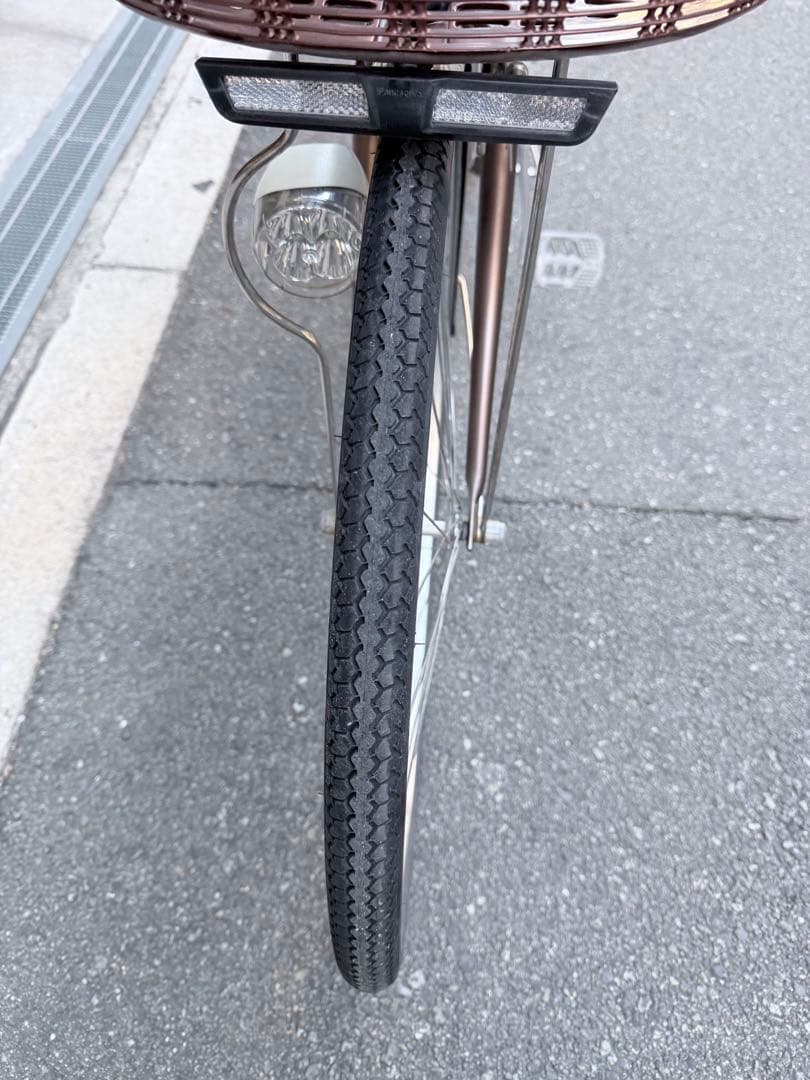 大阪府　パナソニック　電動アシスト自転車 ブラウン 前バスケット付き