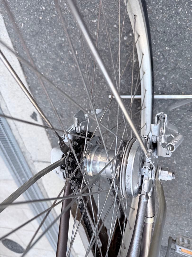 大阪府　パナソニック　電動アシスト自転車 ブラウン 前バスケット付き