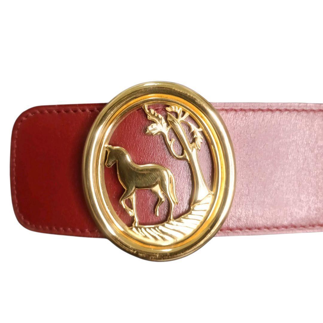 ✨HERMES 馬車ロゴ リバーシブル ゴールド金具 I◯刻印 仏製 ベルト