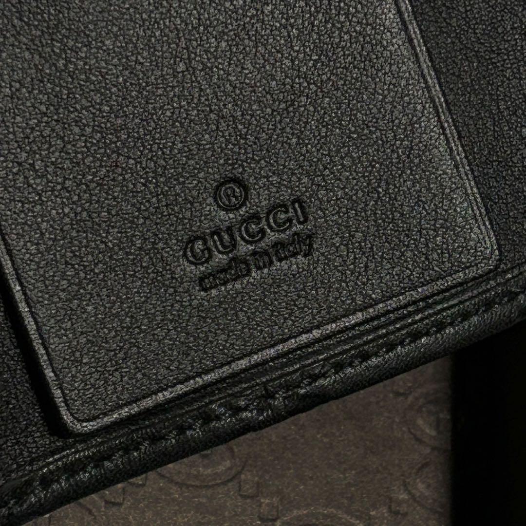 未使用 グッチ シマ 三つ折り6連キーケース ブラック 138093 レザー