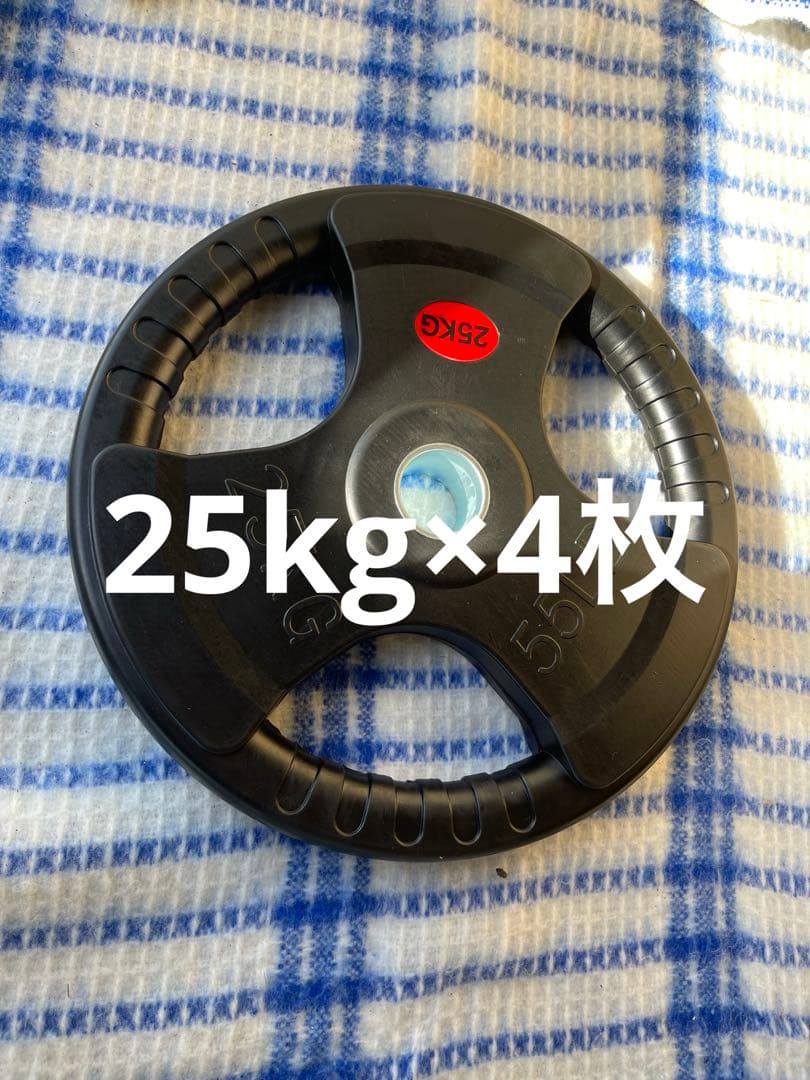 □25kg 4枚 100kgバーベルプレート ラバー オリンピック ベンチプレス