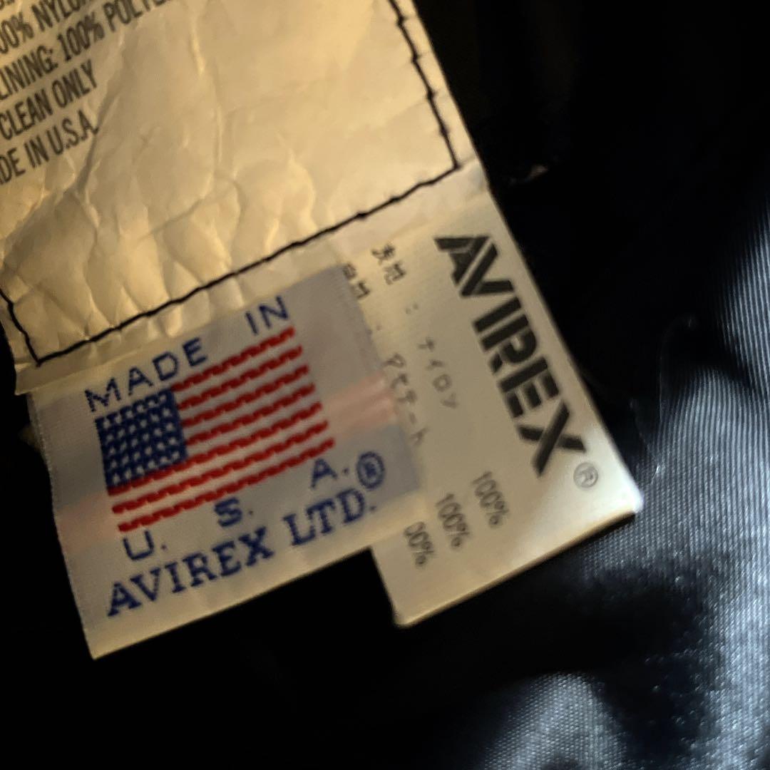 USA製 レザー革胸タグ　90S アヴィレックス MA-1 フライトジャケット