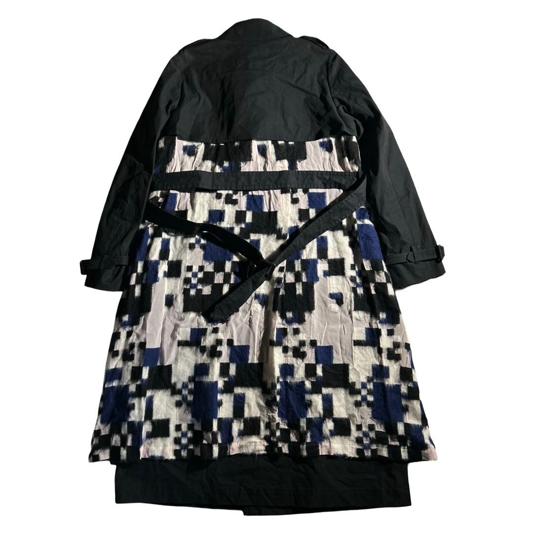 10s mint designs ウール立体ブロック柄トレンチコート 人気