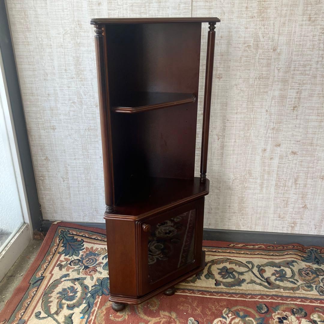 昭和レトロ 光家具 木製コーナーラック 飾り棚 半円型 扇型 古家具 古道具