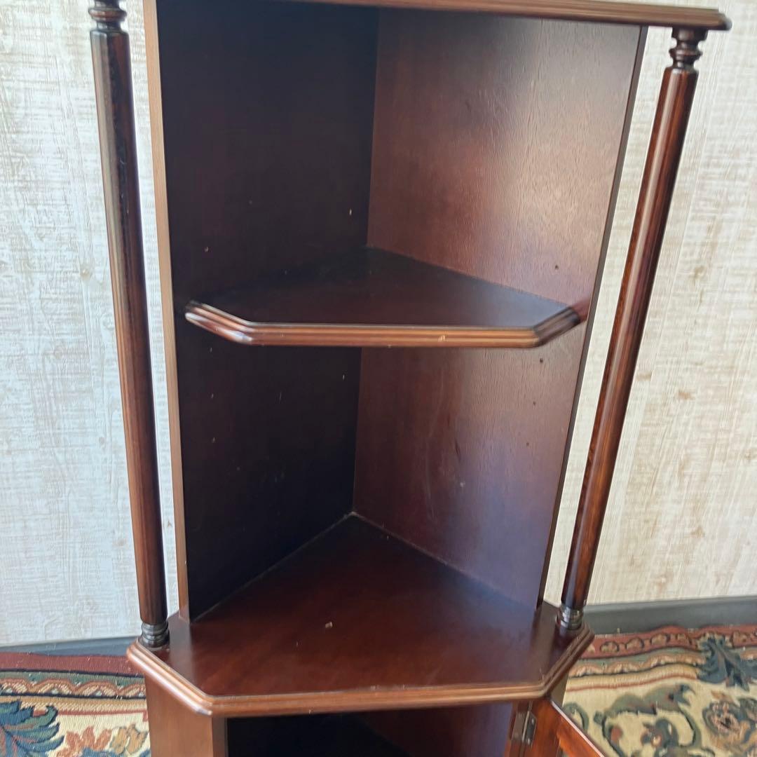 昭和レトロ 光家具 木製コーナーラック 飾り棚 半円型 扇型 古家具 古道具