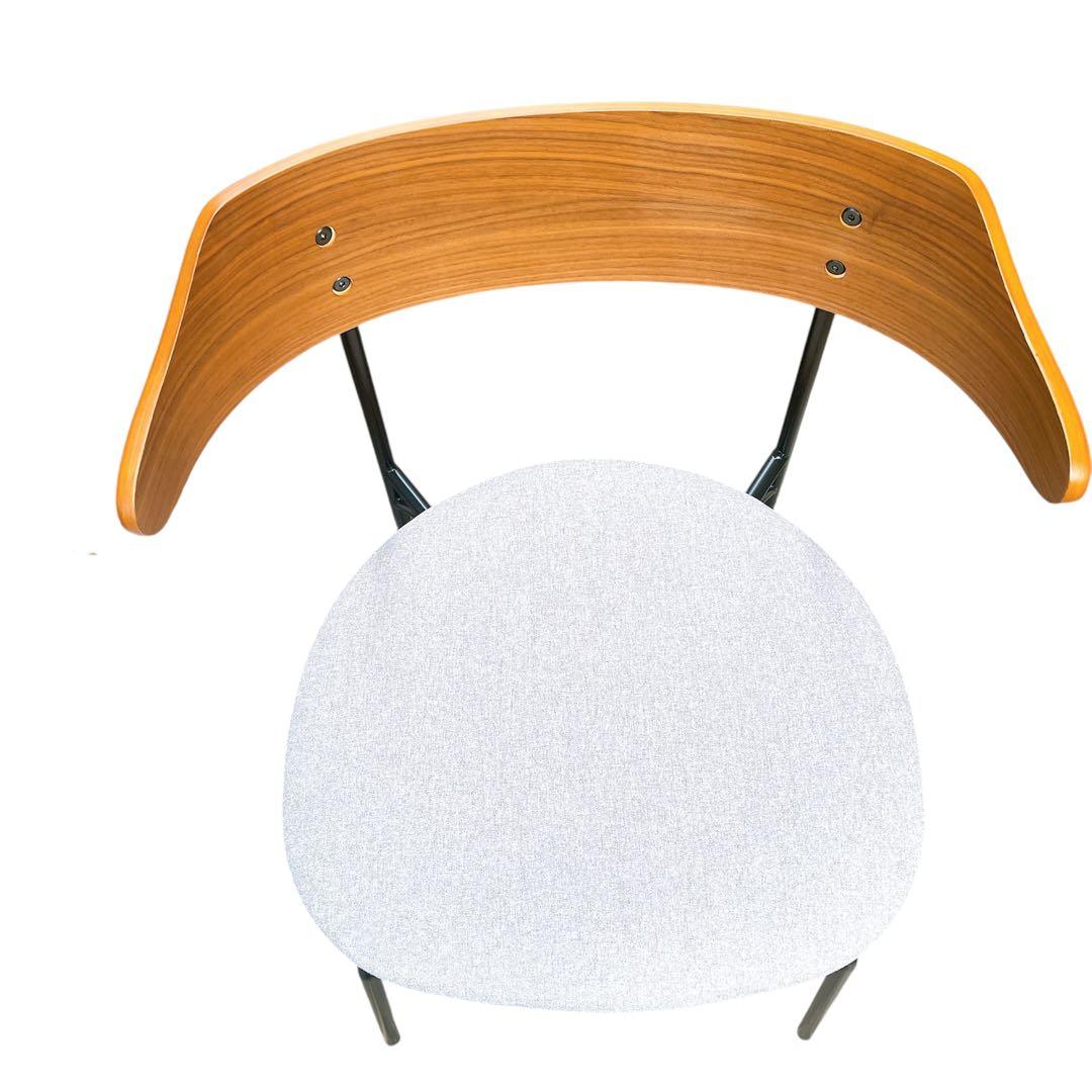 関家具　カペルⅢダイニングチェア座面ライトグレー　ウォルナット　2脚セット