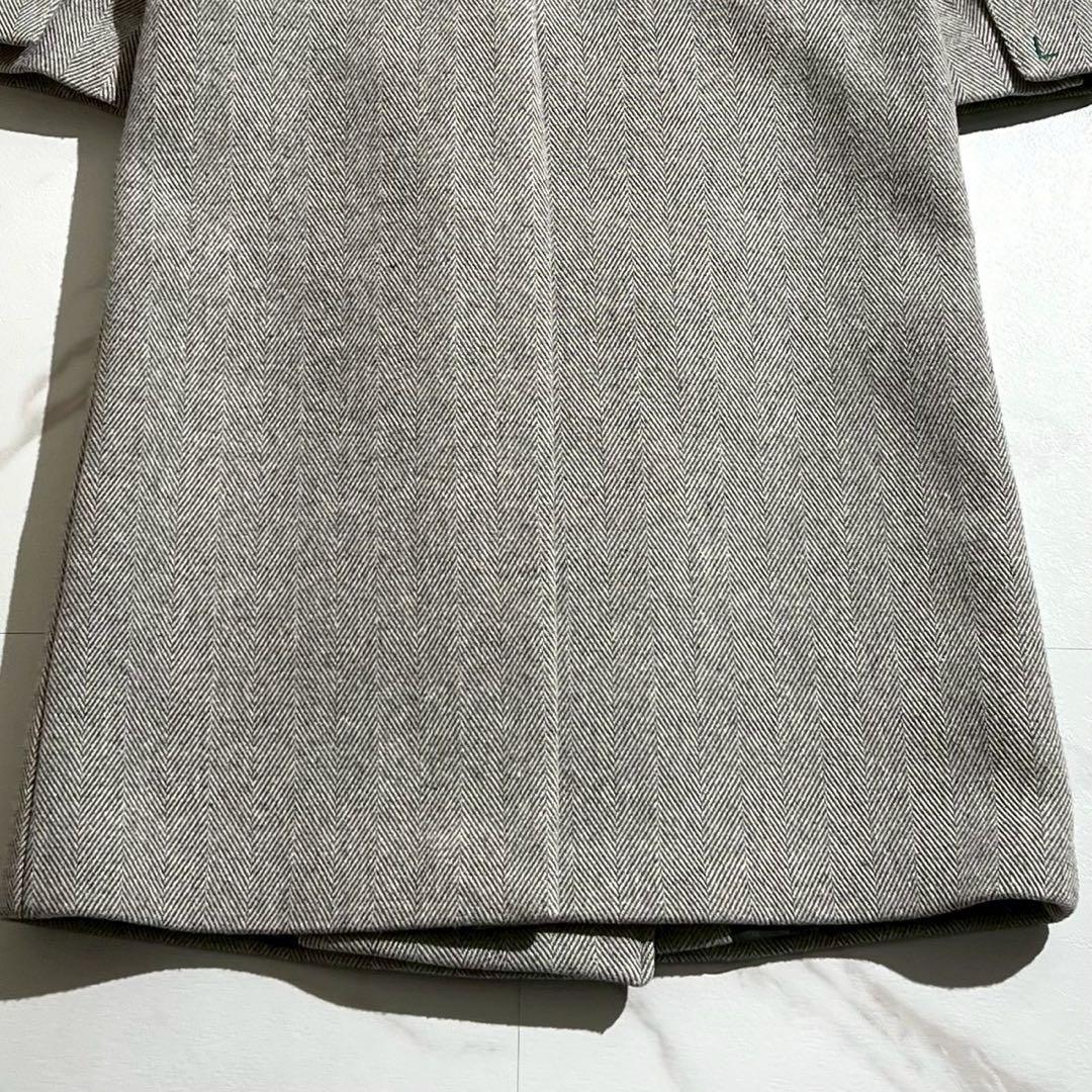 【未使用級/34】LACOSTE ラコステ チェスターコート ツイード グレー系