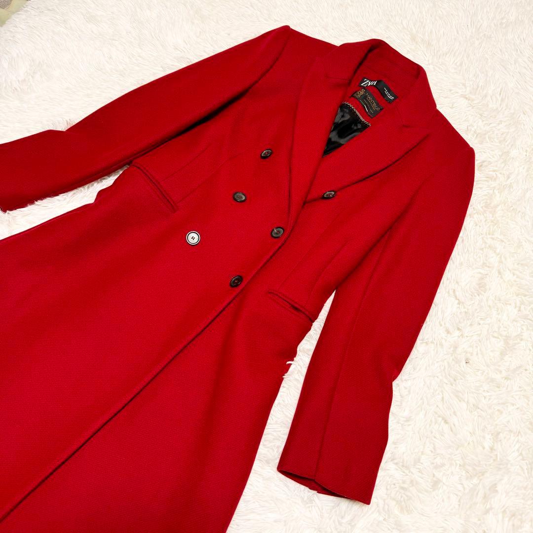 極美品】ZARA MANTECO チェスターコート ダブル ウール 赤 M|mercari