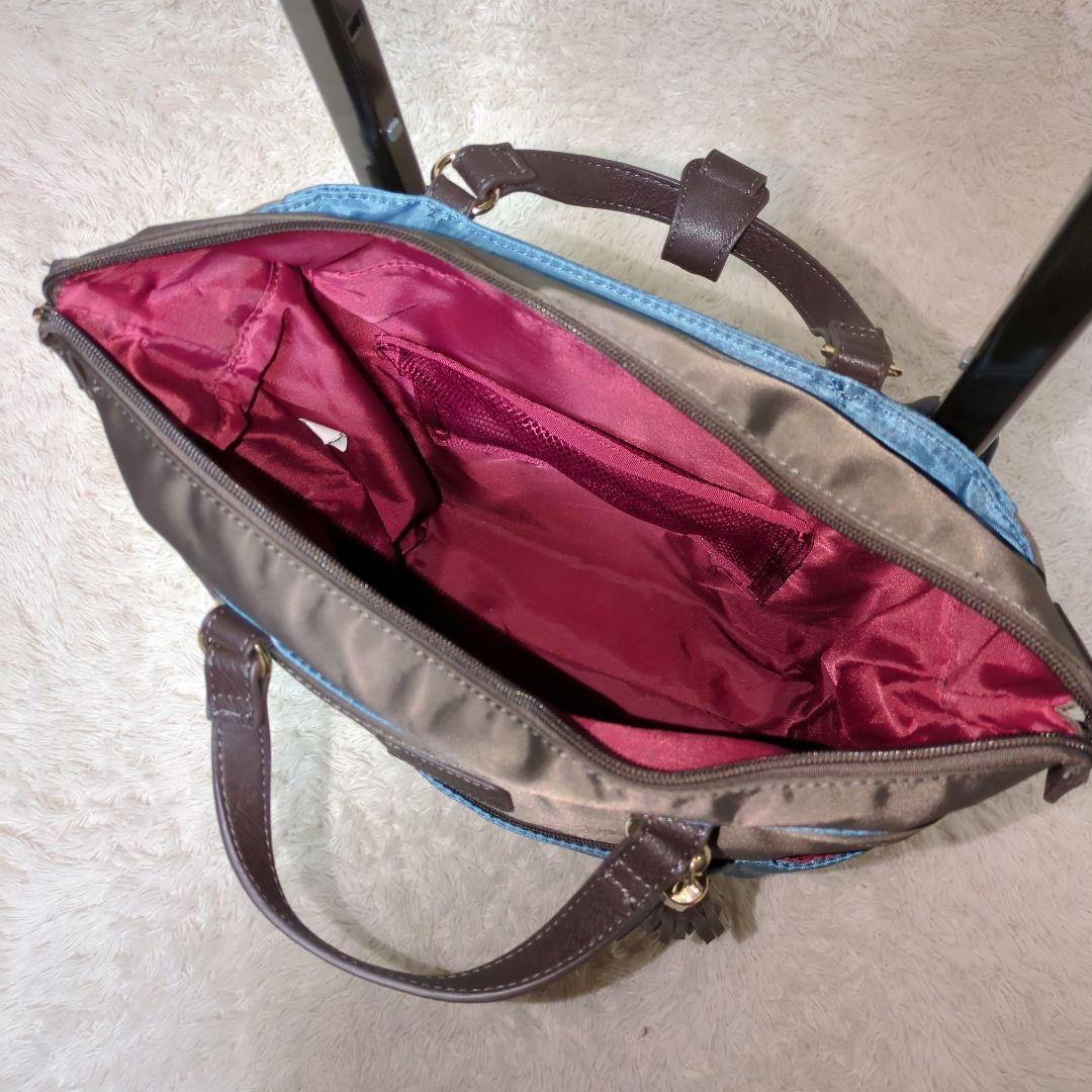 美品！SWANY　キャリーバッグ　ショッピングバッグ　レオパード　グリーン　4輪