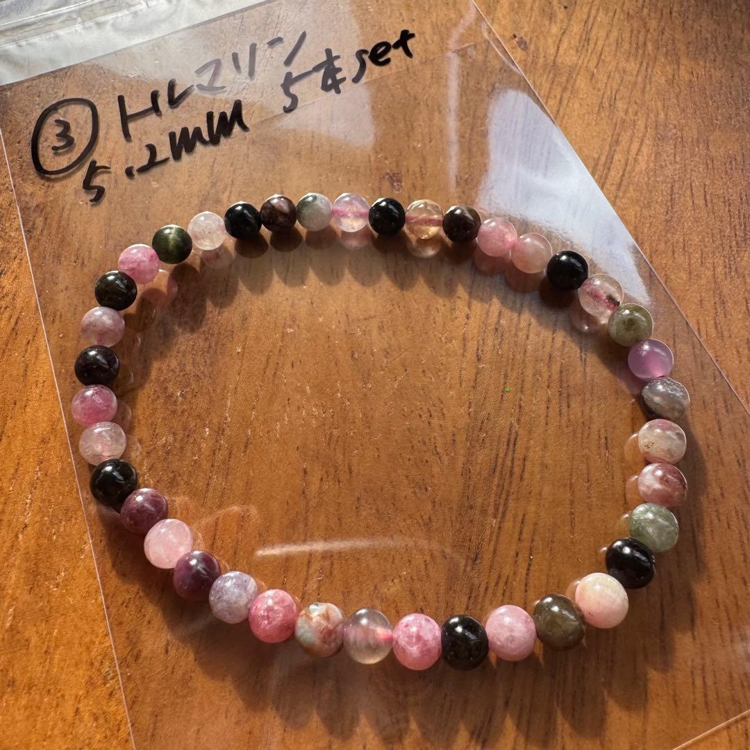 ①7〜7.6mm 天然石 ルチル　ブレスレット　5本セット