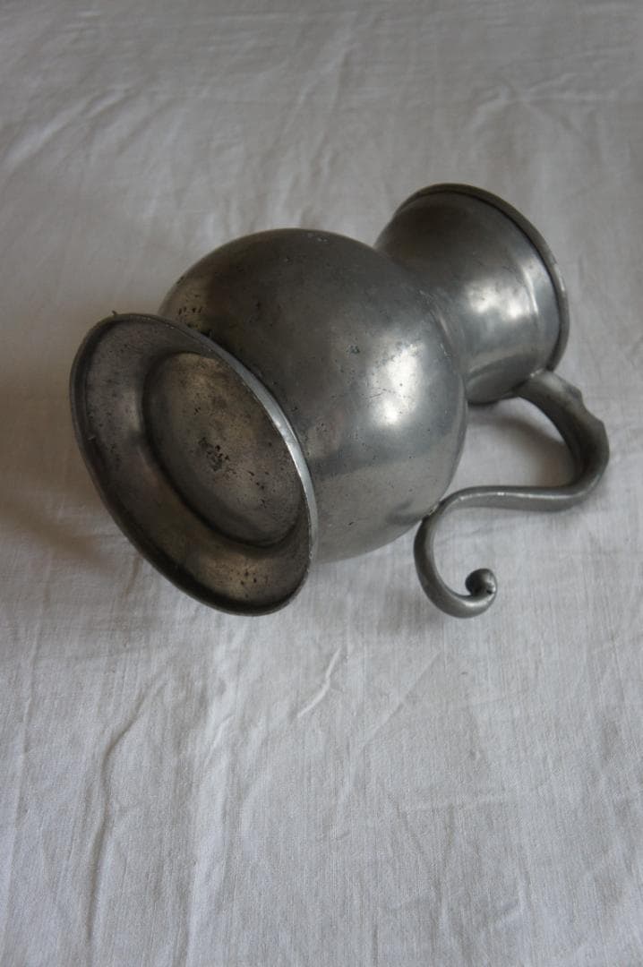 フランスアンティーク　ピューター製　ピッチャー　ジャグ　ポット　花器　ブロカント