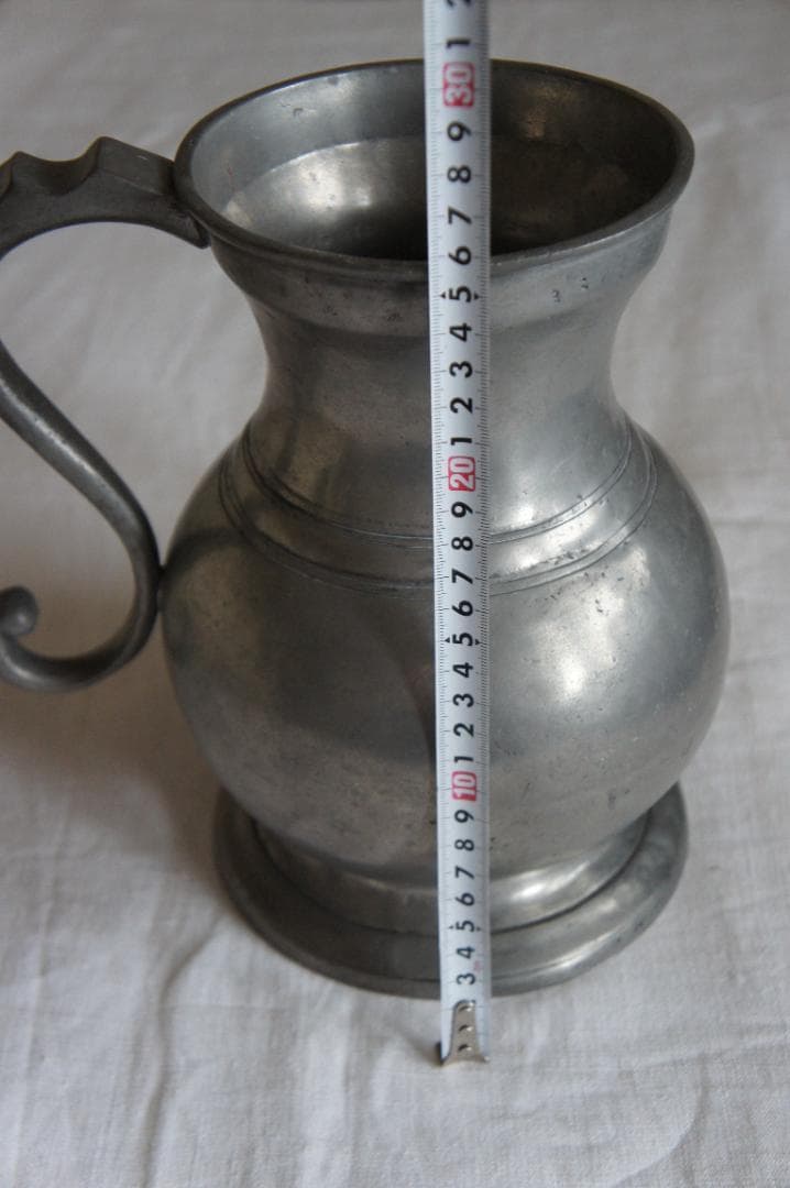 フランスアンティーク　ピューター製　ピッチャー　ジャグ　ポット　花器　ブロカント