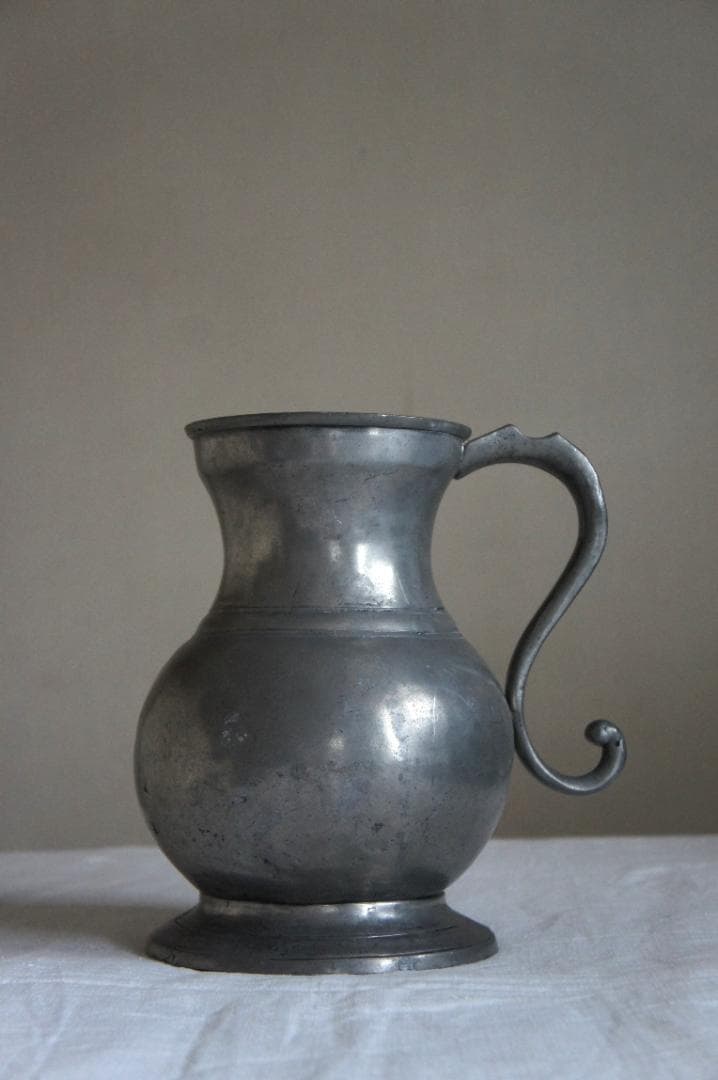フランスアンティーク　ピューター製　ピッチャー　ジャグ　ポット　花器　ブロカント