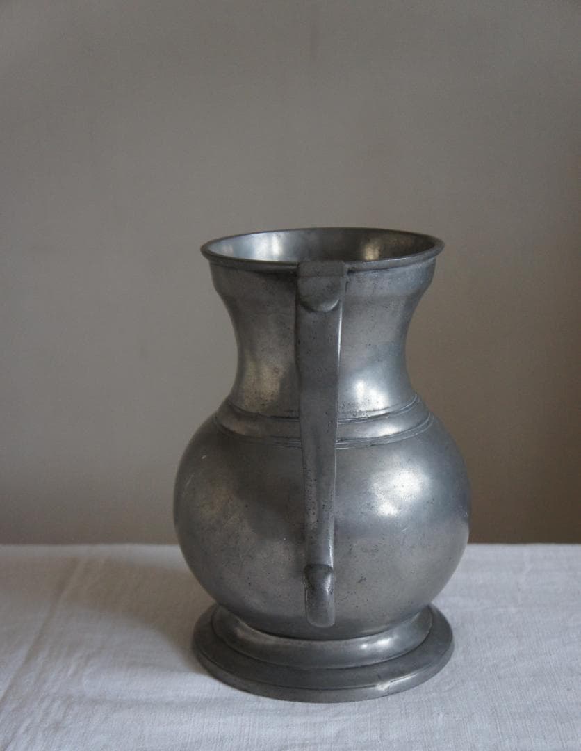 フランスアンティーク　ピューター製　ピッチャー　ジャグ　ポット　花器　ブロカント