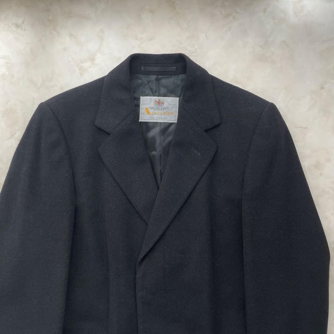 AQUASCUTUM ウールカシミヤ チェスターコート ロングコート比翼L