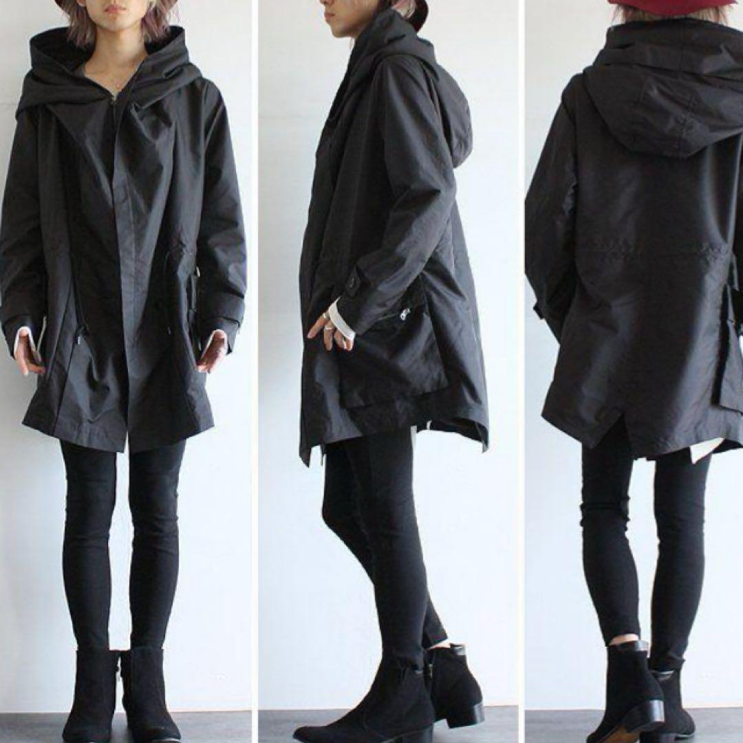 ジェンダーレス albino フード付き ブラック モッズコート