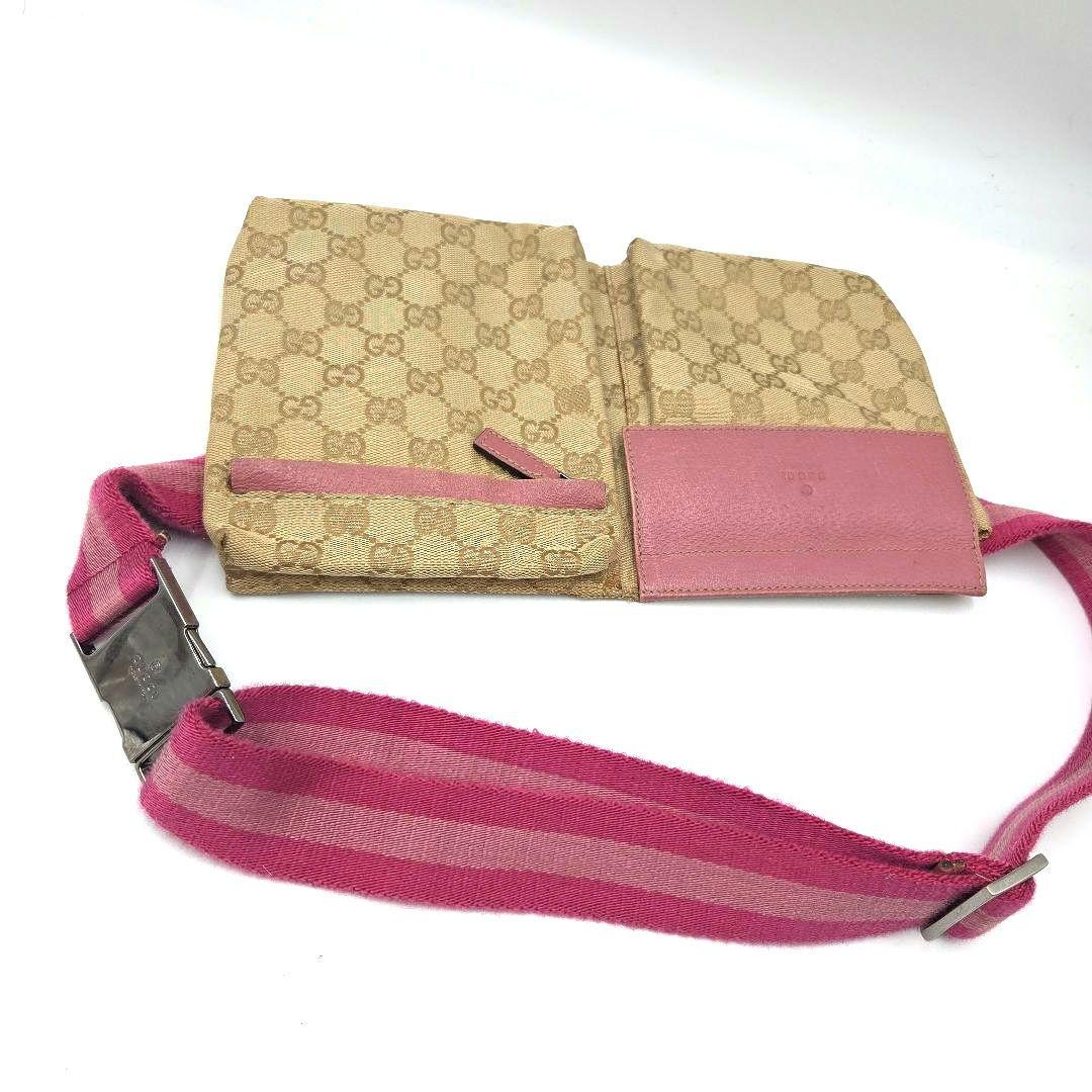 希少色 ピンク●GUCCI ウエストバッグ ボディバッグ GG キャンバス