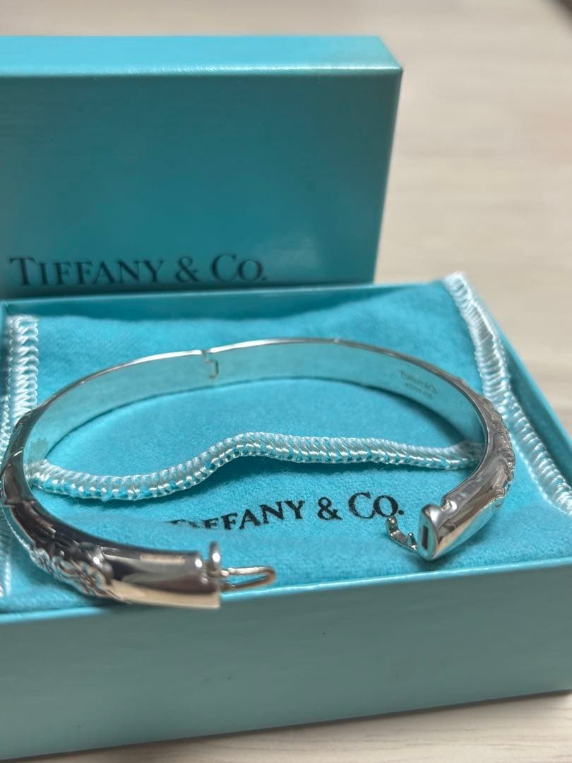 ティファニー 希少 ブルー エナメル バングル ブレスレット 925 PE7fe