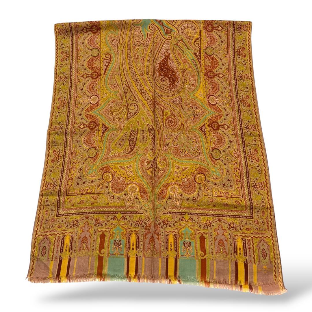 未使用✴︎ エトロ ストール ペイズリー ウールシルク イタリア製 大判