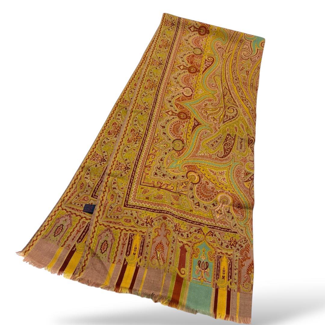 未使用✴︎ エトロ ストール ペイズリー ウールシルク イタリア製 大判