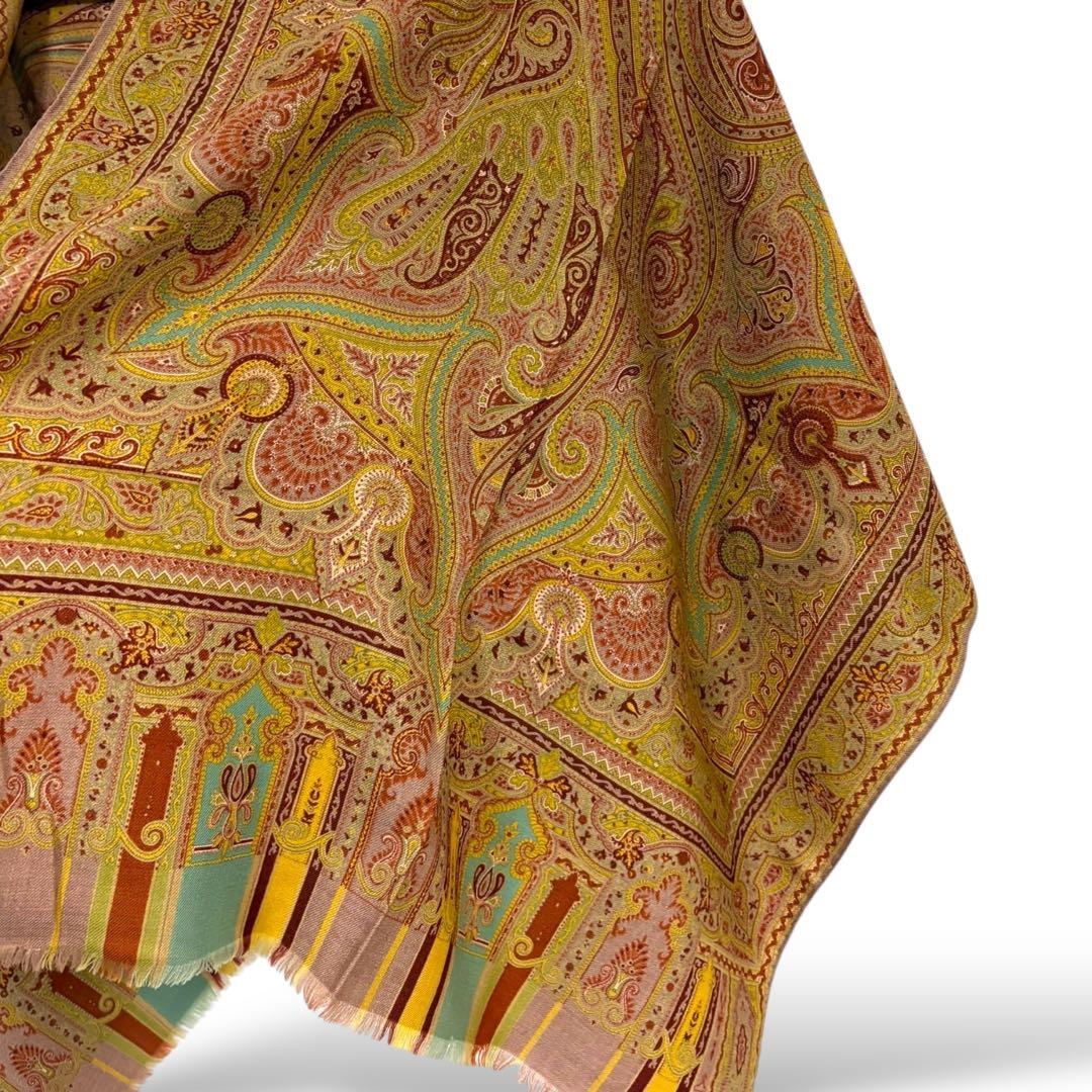 未使用✴︎ エトロ ストール ペイズリー ウールシルク イタリア製 大判