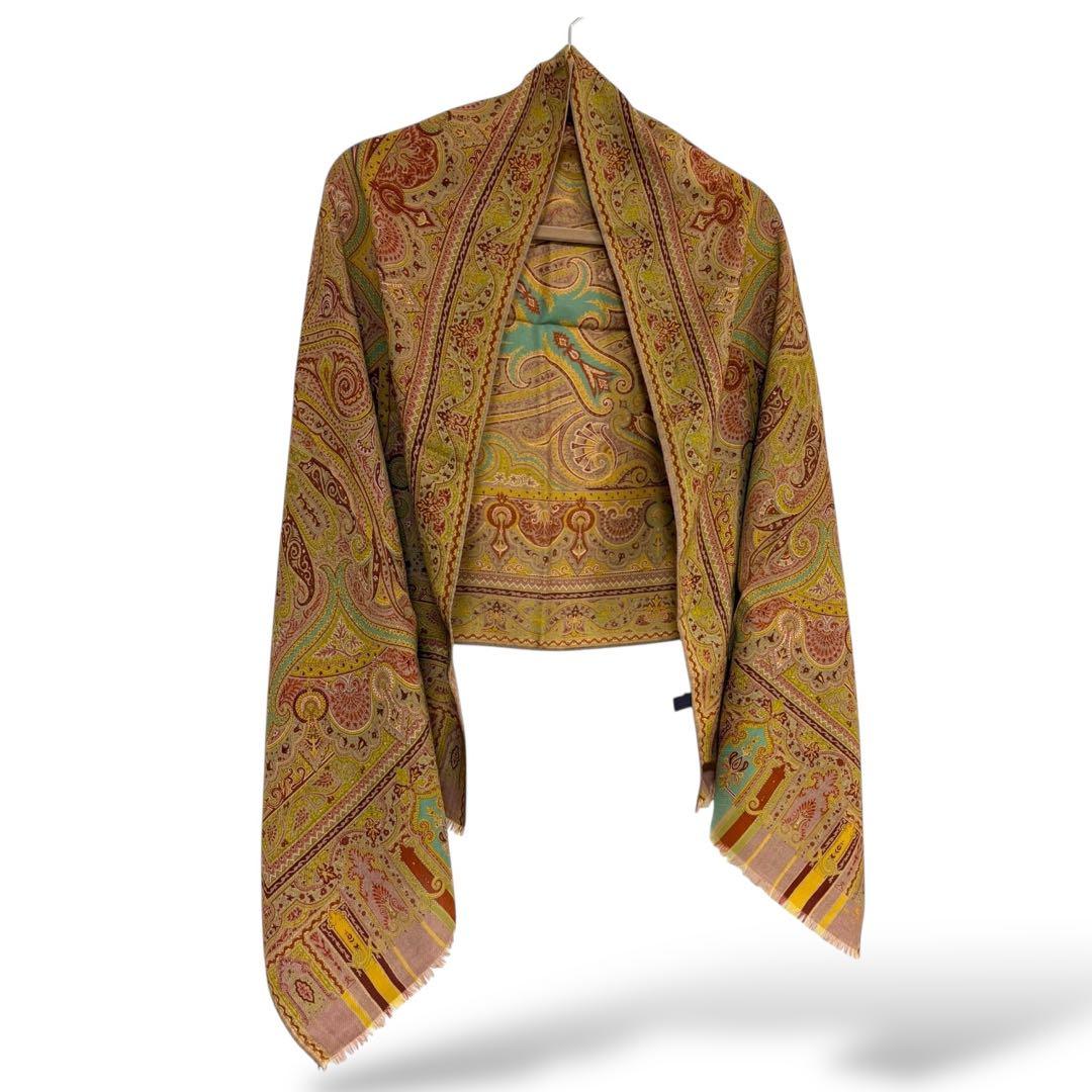 未使用✴︎ エトロ ストール ペイズリー ウールシルク イタリア製 大判