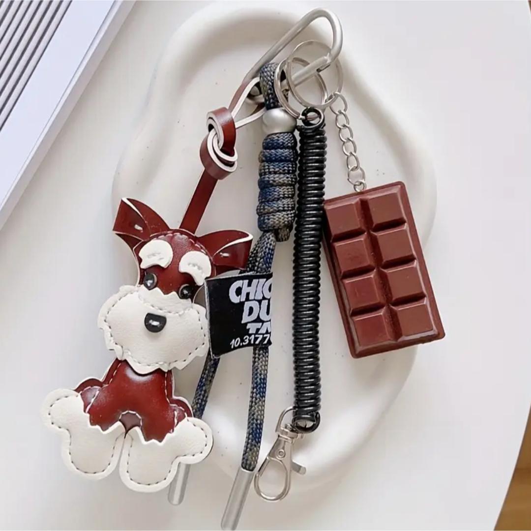 じゃらじゃらキーホルダー バッグチャーム シュナウザー チョコレート