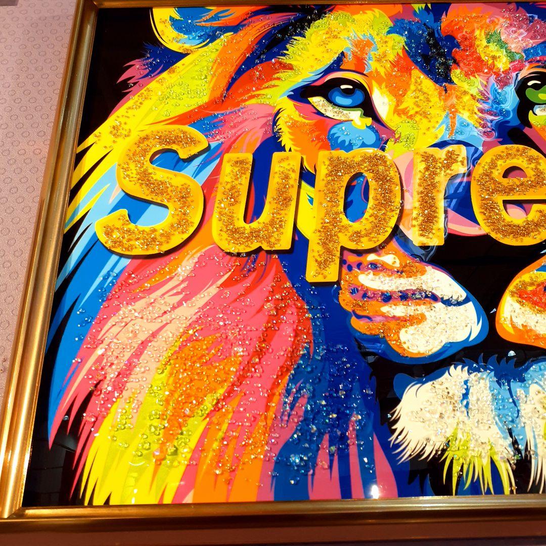 輸入雑貨 天然水晶石 クリスタルアート ブランドロゴ 『Supreme』 宝石