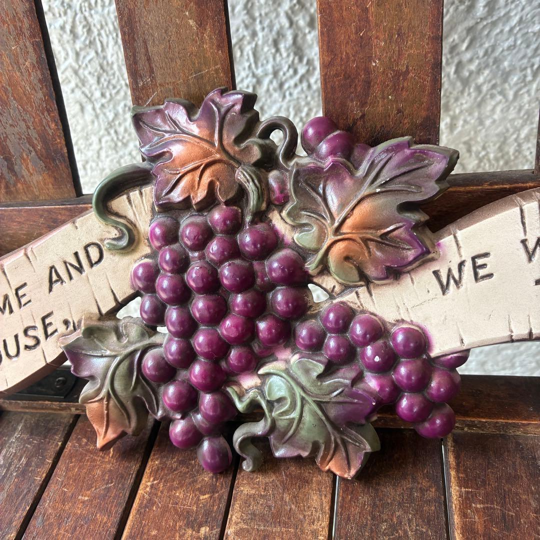 貴重！70's〜アメリカアンティーク金属製ブドウの壁掛け　USAヴィンテージ雑貨