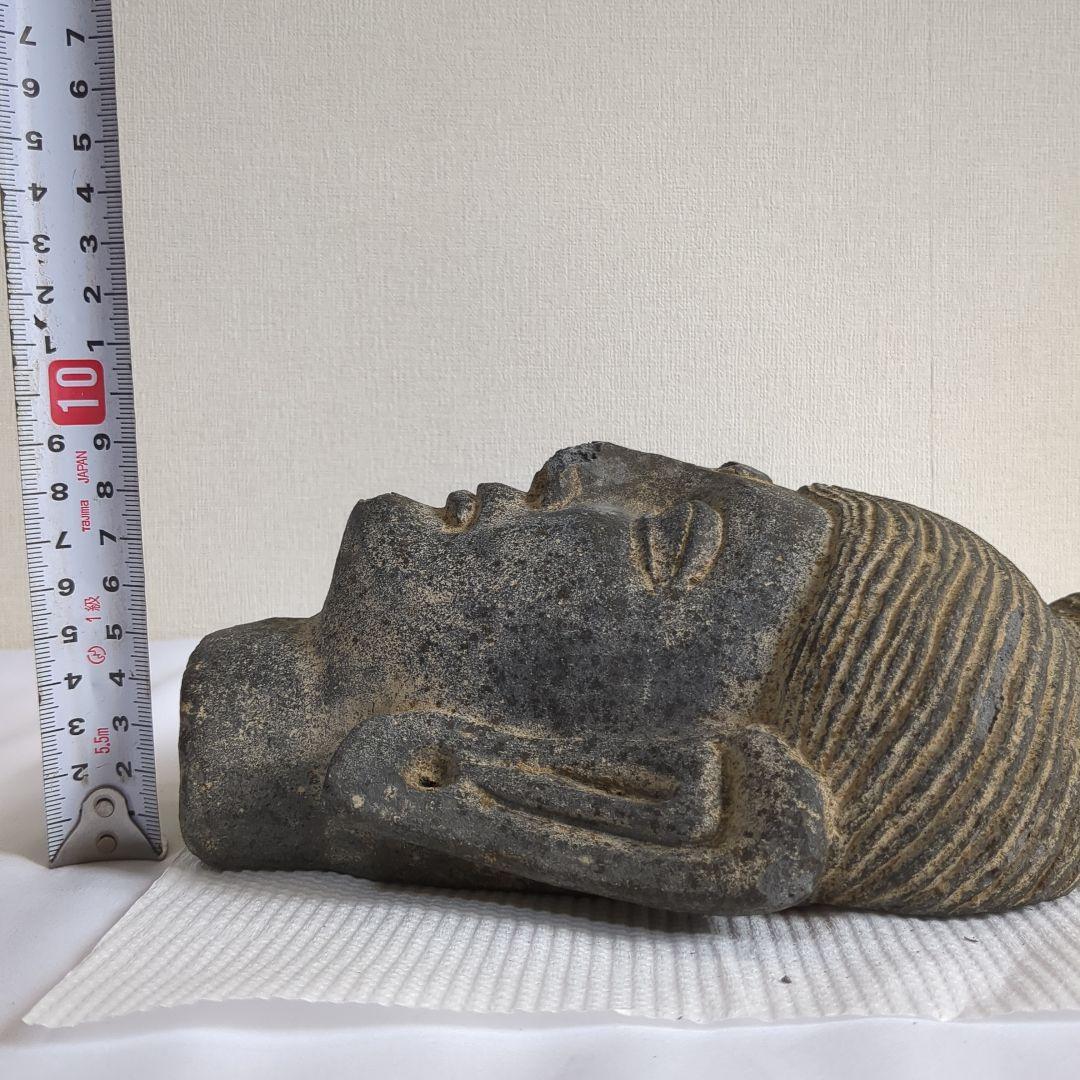 石製仏像頭部 彫刻オブジェ 中国古美術