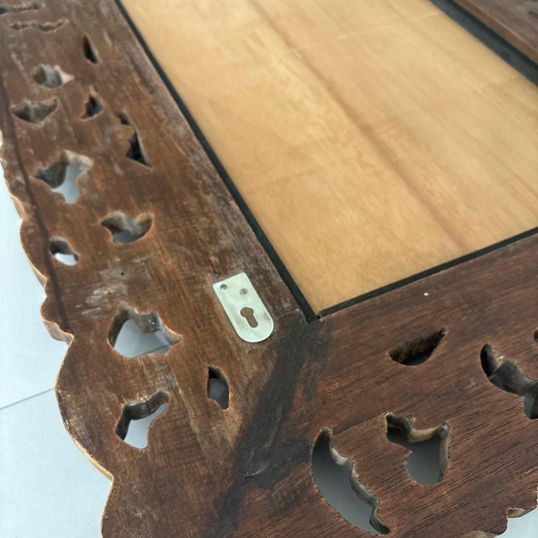 大きいサイズ！バリ　アジアン　レリーフ　壁掛けミラー　鏡