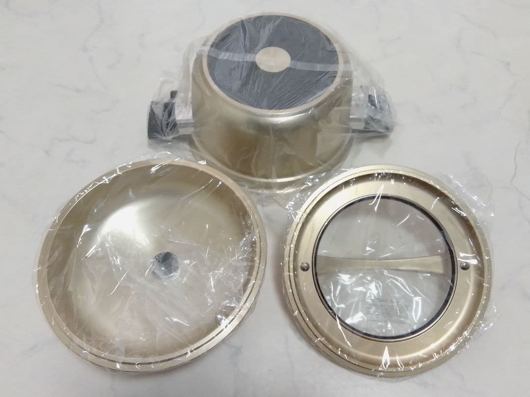 未使用 しばのキッチン ゴールド NEO炊飯鍋 ガラス蓋付 IH対応 両手鍋