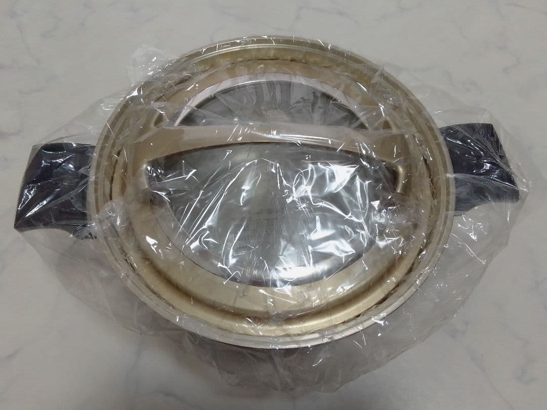 未使用 しばのキッチン ゴールド NEO炊飯鍋 ガラス蓋付 IH対応 両手鍋