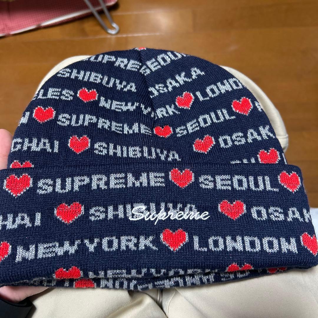 24FW Supreme Hearts Beanie Navy シュプリーム