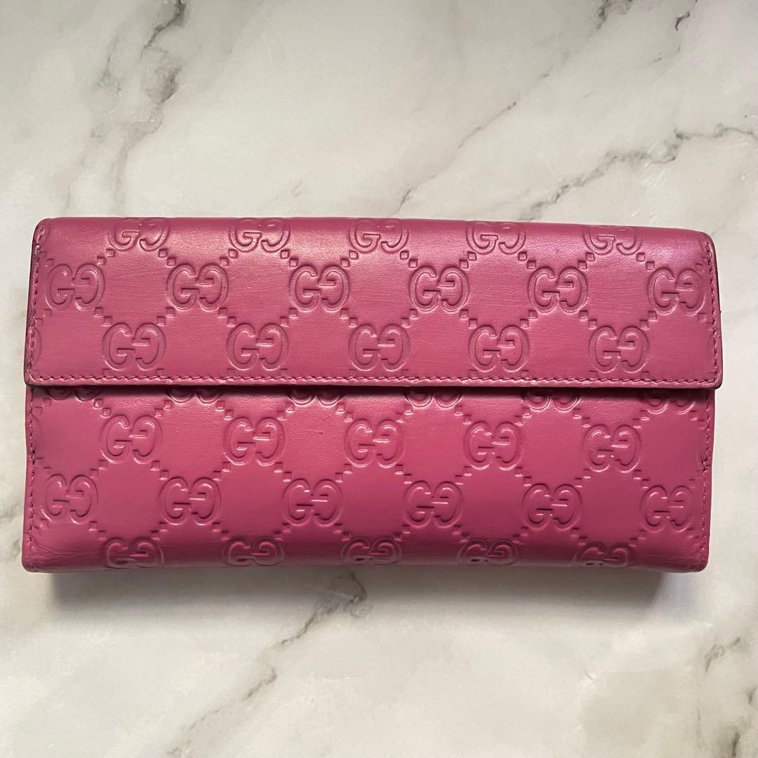 グッチ　GUCCI ラブリーハート GGエンボス ピンク 長財布　0108-⑥